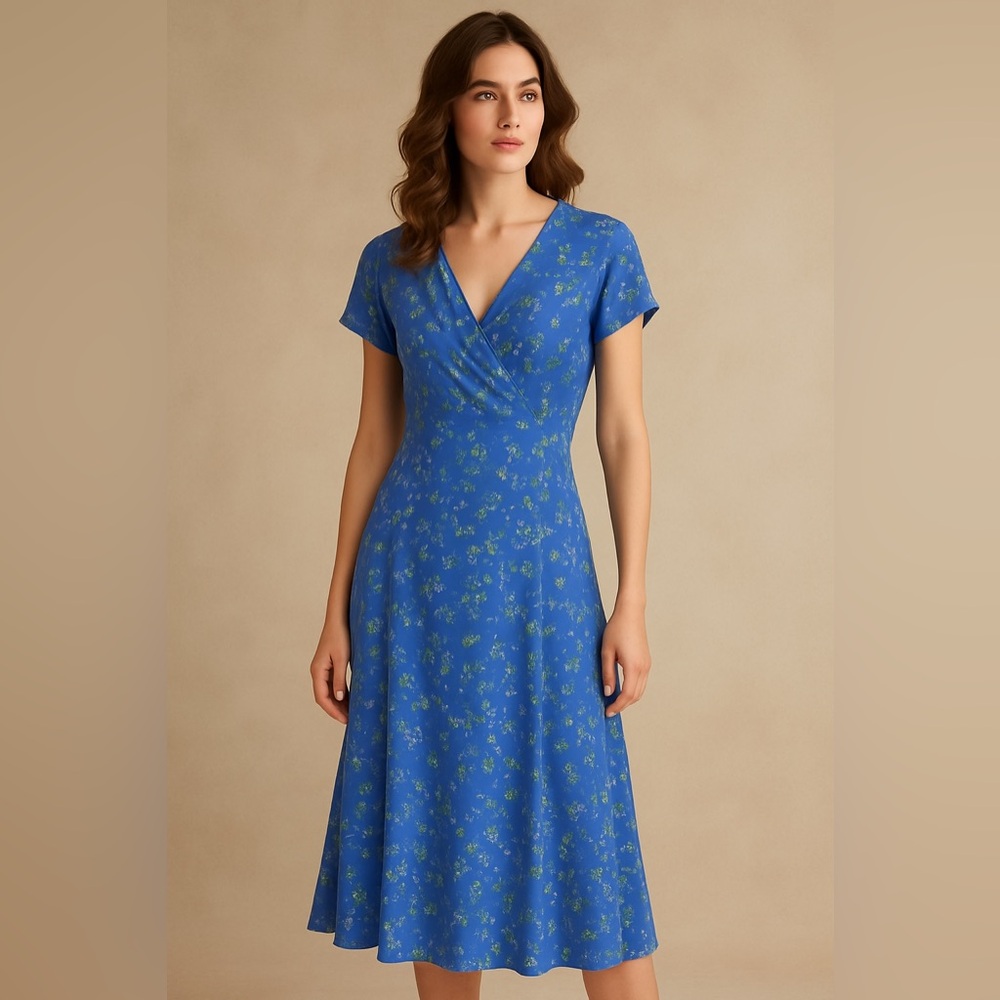 Vintage April Cornell Floral 100% Rayon Midi Dress